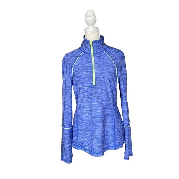 Z by Zella Heather Blue w/ Neon Green Long Sleeve Athletic Pullover Size Medium - Picture 1 of 13